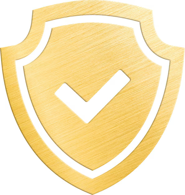 Gold shield seal with yes tick check mark label symbol positive approval accept control clipart 985165 256
